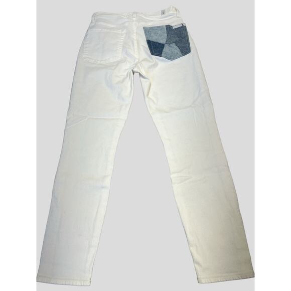 Seven for All Mankind Jeans High Waist Ankle Skinny White w/ Denim Patch Pocket - Picture 1 of 16